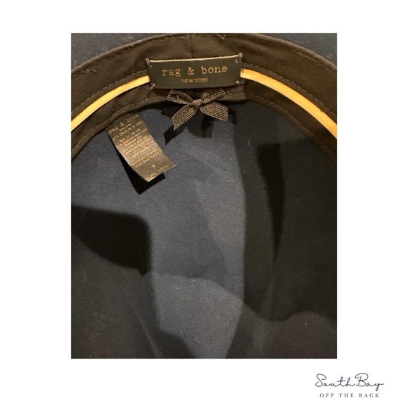 Rag & Bone Floppy Brim Fedora Hat Navy Blue and brown belt Size Medium - Picture 5 of 5